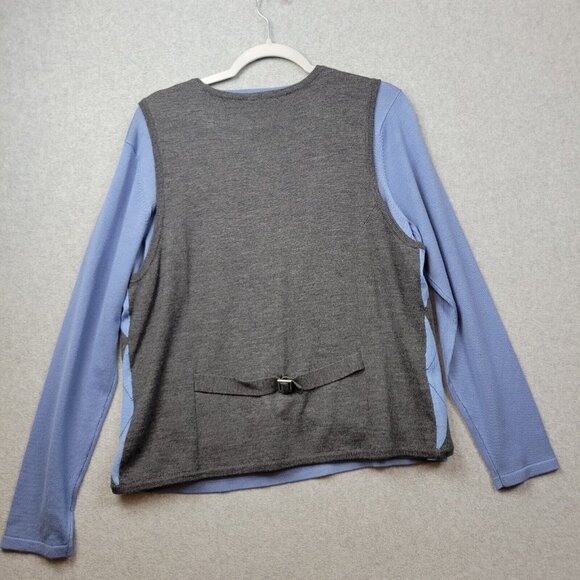 Vintage Talbots Womens Large Sweater Cardigan Argyle Silk Blend Preppy Blue Gray - Picture 5 of 10